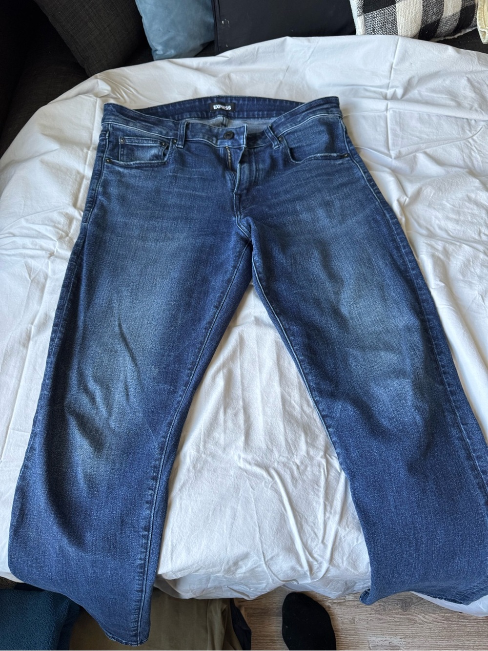 Express Women's Boot Cut Jeans - Dark Blue Denim